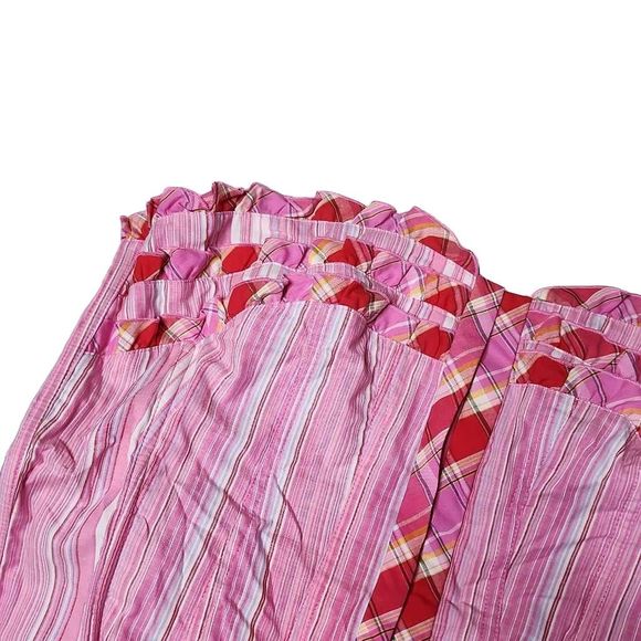 Vintage 90s y2k vertical stripe frilly plaid pink cotton bustier corset straples - Picture 4 of 4